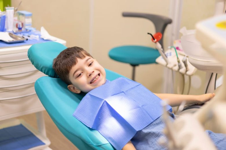 Child in dentists chair