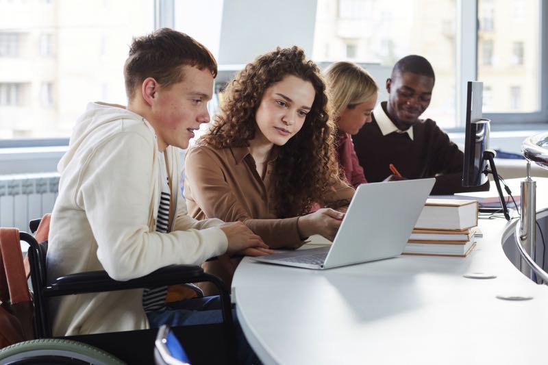 Teenagers studying