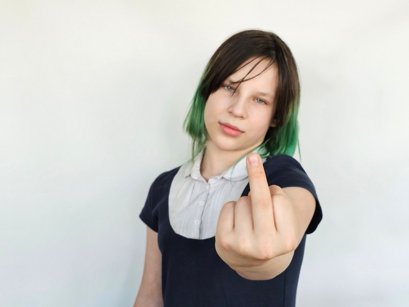 Teenager Middle Finger
