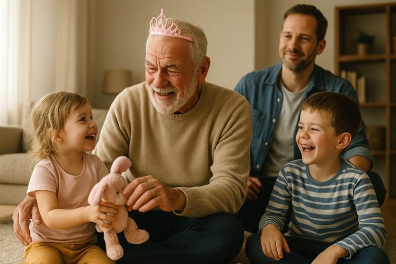 Grandad playing with kids