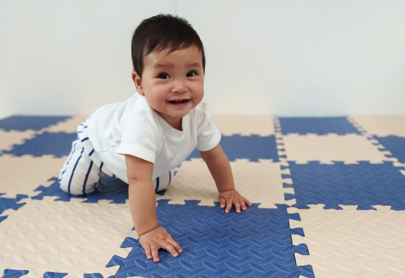 Happy baby crawling