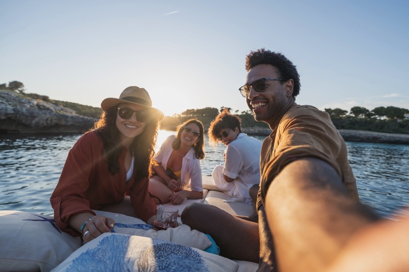 Friends out on a boat