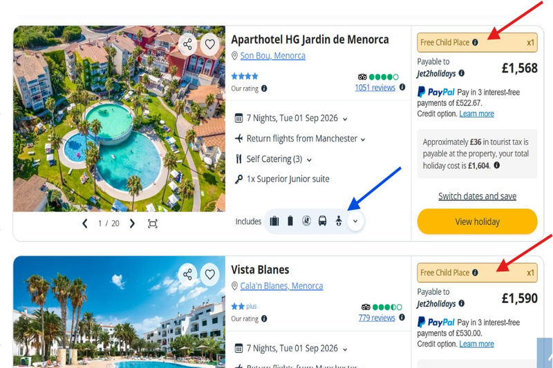 Jet2 Free Child Places Holidays