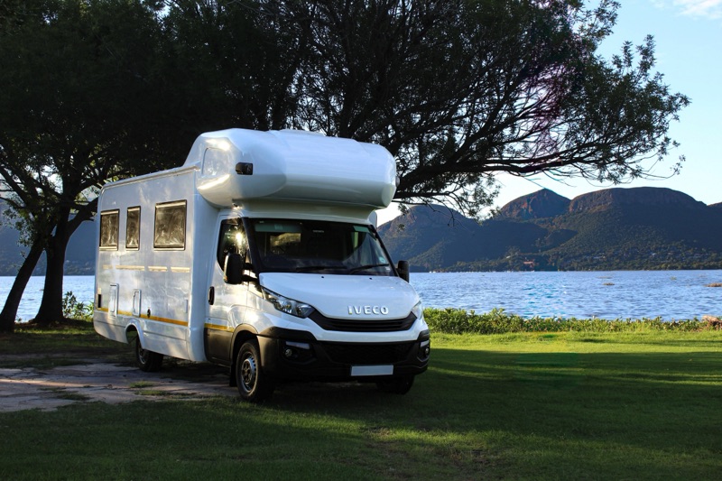 Motorhome by a lake