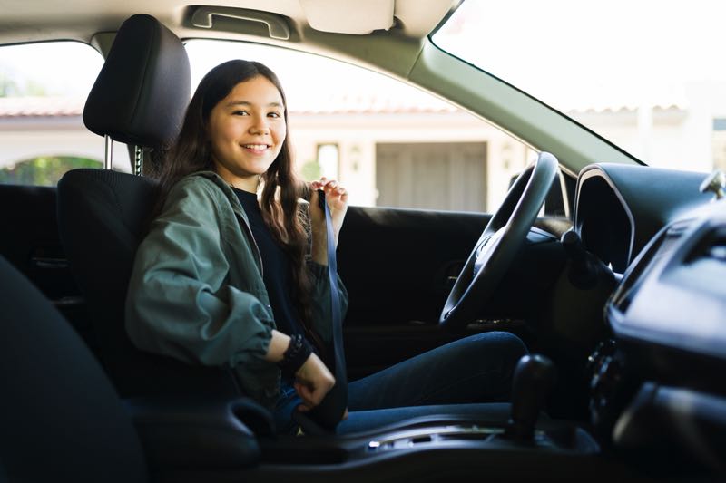Teenager driving on her own