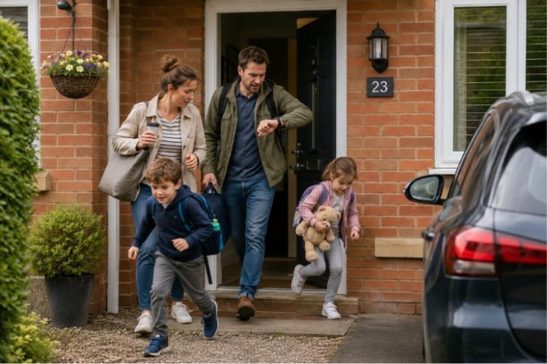 Family Leaving the House