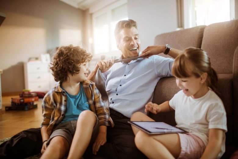 Dad with Children at Home